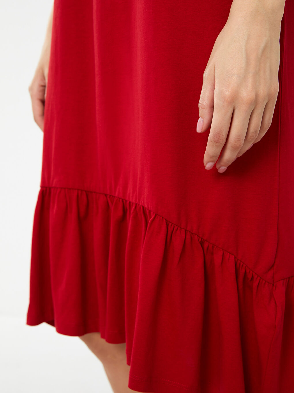 Robe Femme à Col Rond Unie à Manches Courtes-2