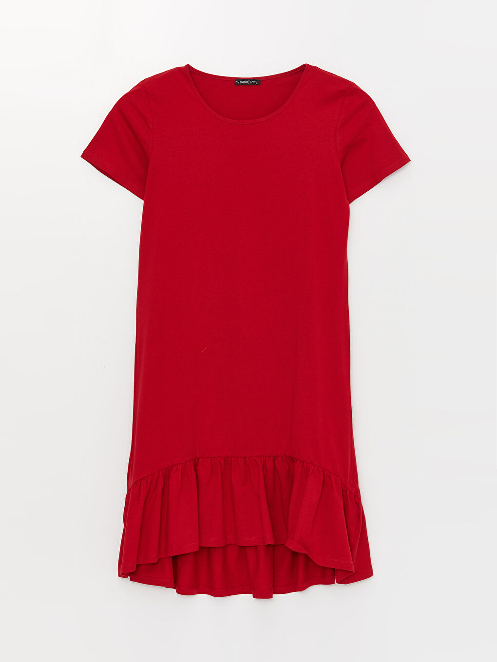 Robe Femme à Col Rond Unie à Manches Courtes-4