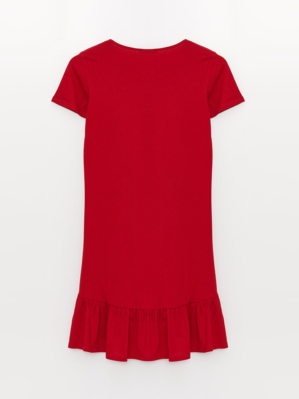 Robe Femme à Col Rond Unie à Manches Courtes-5