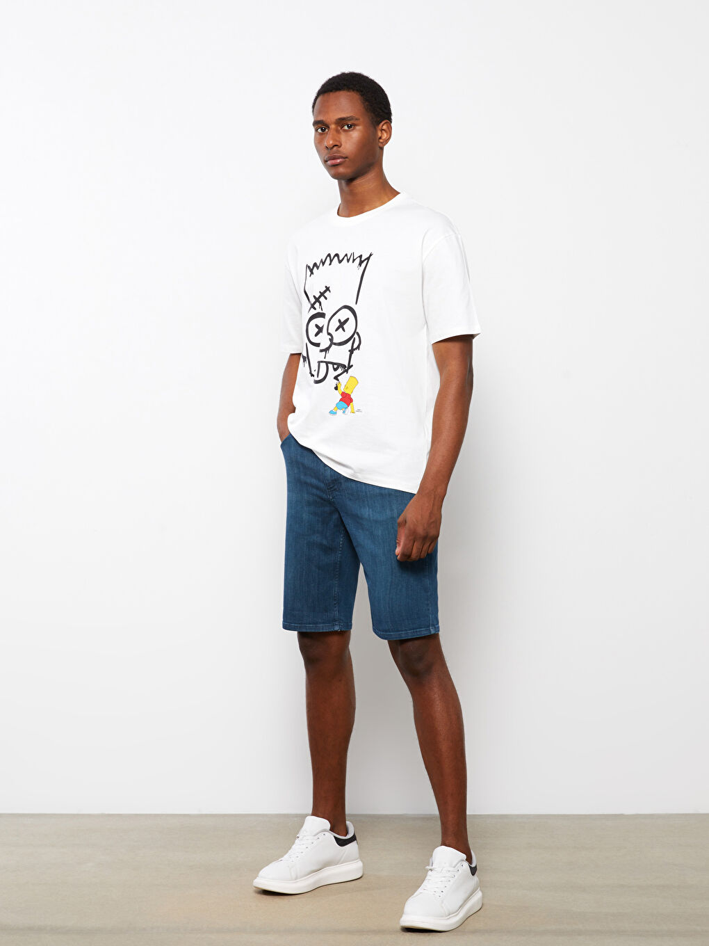 Crew Neck Short Sleeve The Simpsons Printed Combed Cotton Men's T-Shirt-2