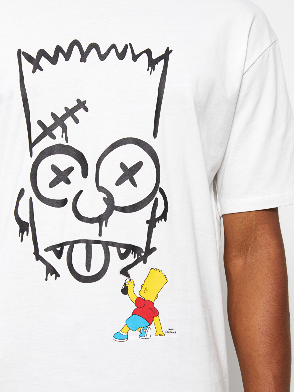Crew Neck Short Sleeve The Simpsons Printed Combed Cotton Men's T-Shirt-3