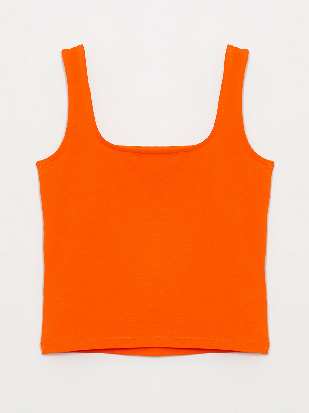 Turuncu Kadın Kare Yaka Düz Crop-5