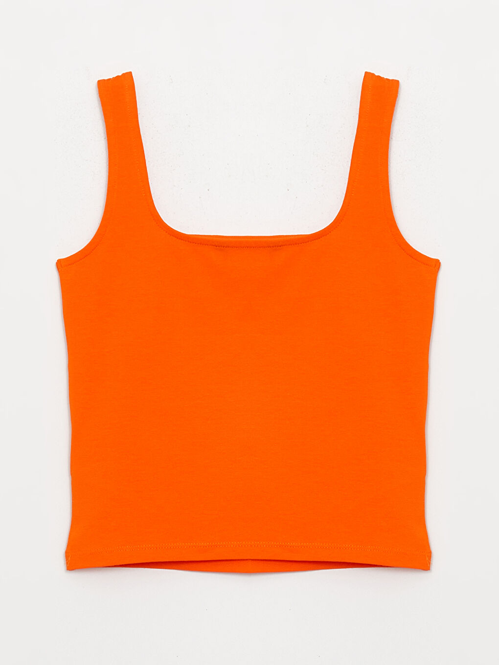 Turuncu Kadın Kare Yaka Düz Crop-6