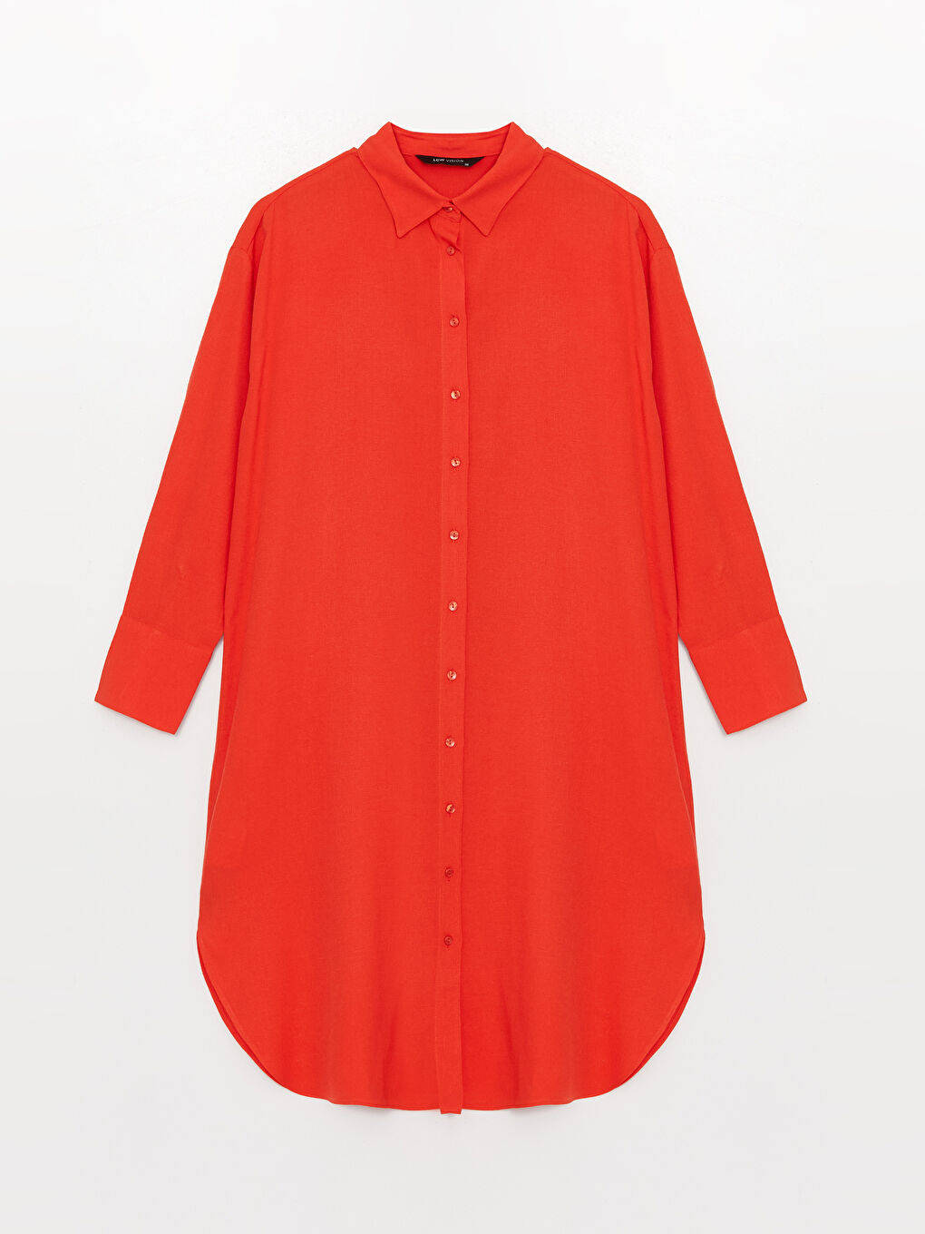 Straight Long Sleeve Oversize Linen Look Women's Shirt Dress -S3HC69Z8-GMT