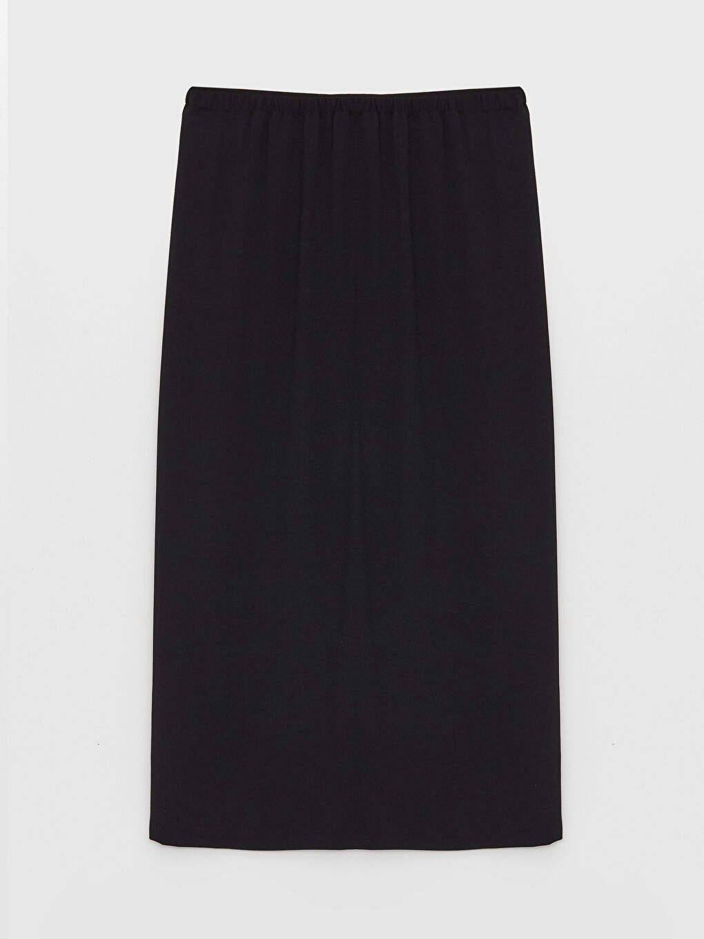 Siyah Beli Bağlamalı Düz Viskon Kadın Etek-1