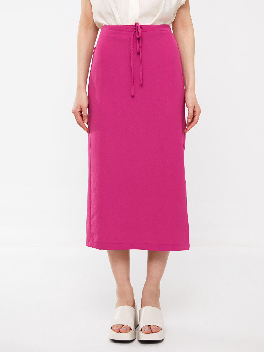 Tie Waist Straight Viscose Women's Skirt -S3HC70Z8-H1L
