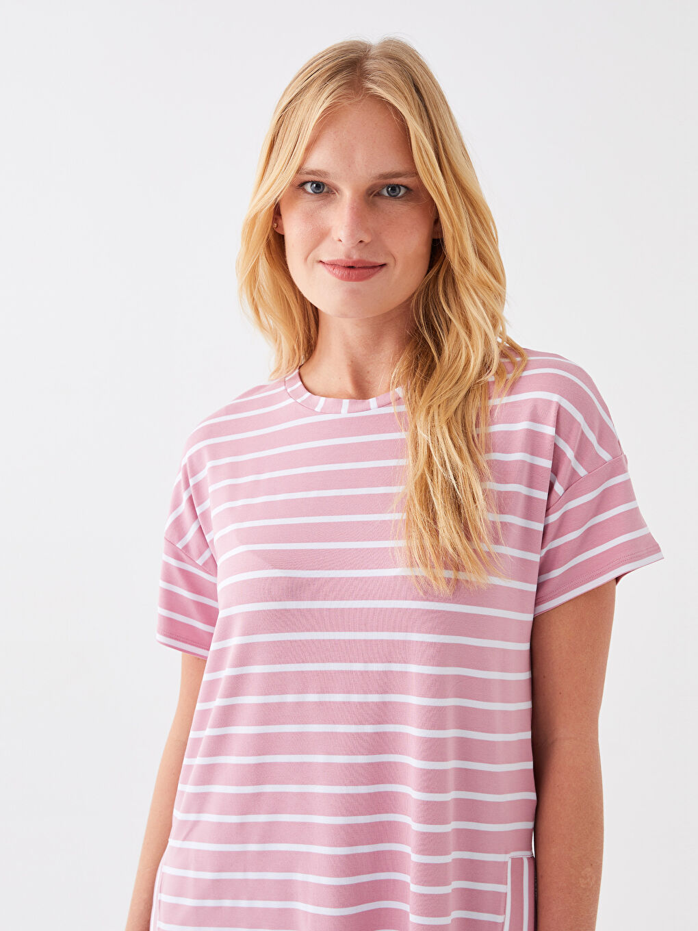 Crew Neck Striped Short Sleeve T-Shirt-1