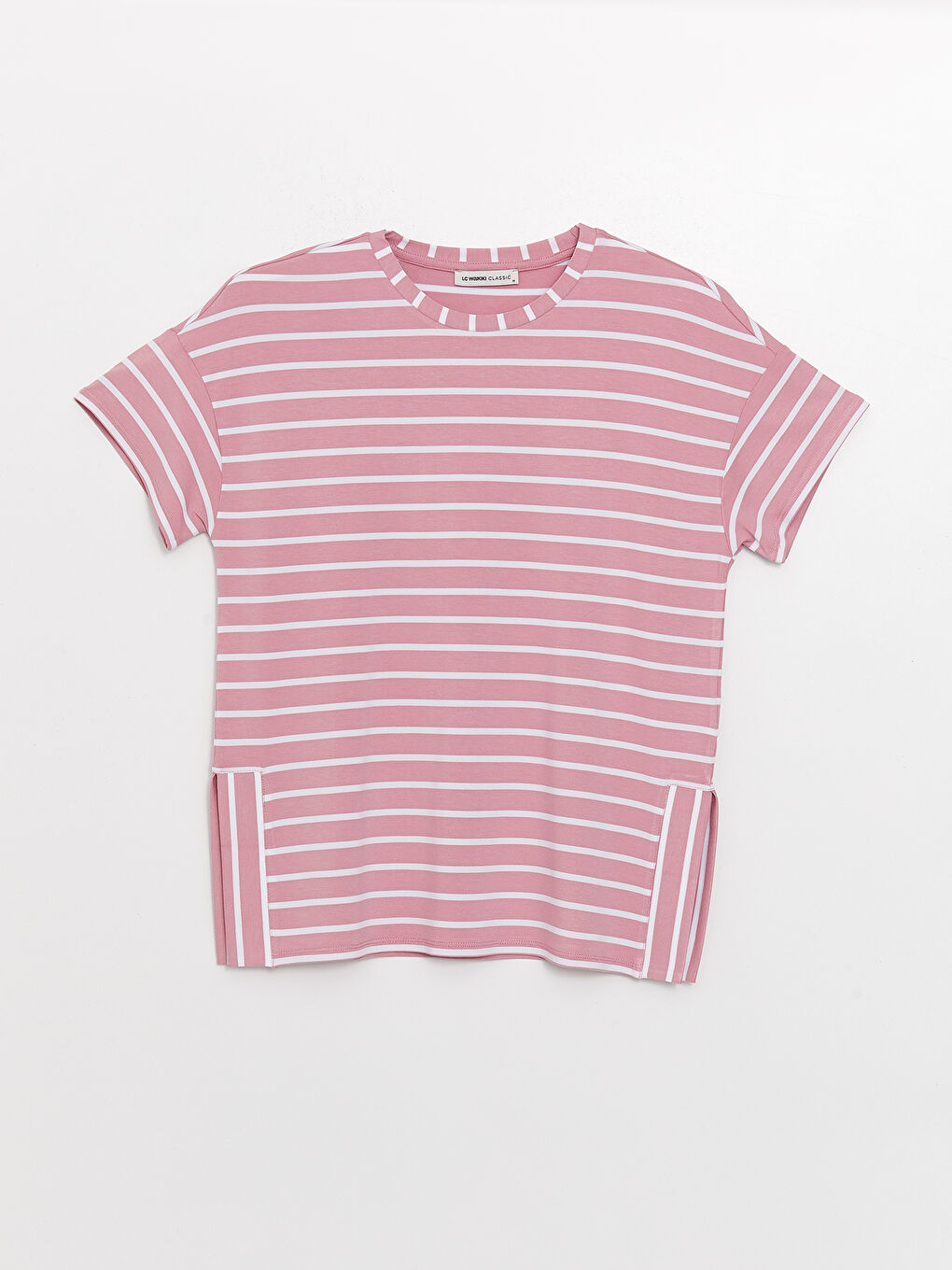 Crew Neck Striped Short Sleeve T-Shirt-5