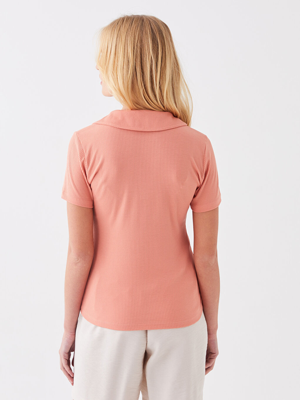 LC Waikiki Polo Neck Plain Short Sleeve Women's T-Shirt -S3HC76Z8-GC5