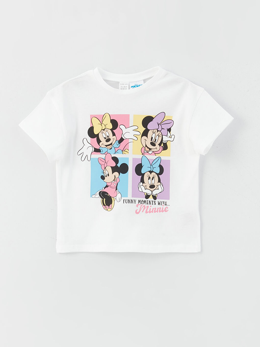 Crew Neck Short Sleeve Minnie Mouse Printed Baby Girls' T-Shirt