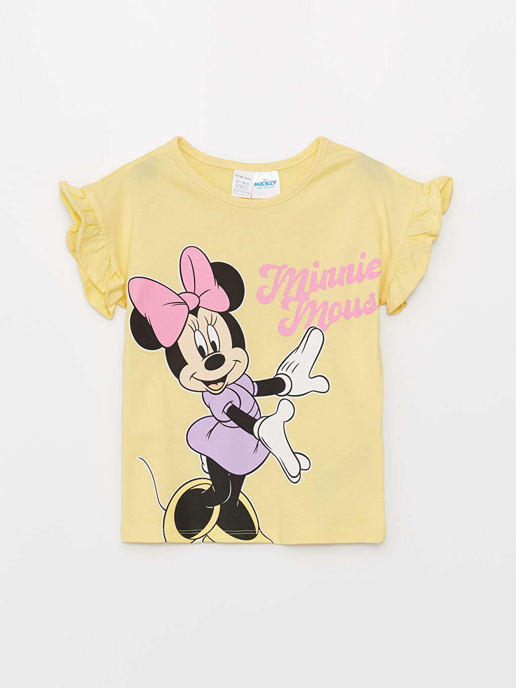 Crew Neck Short Sleeve Minnie Mouse Printed Baby Girls' T-Shirt