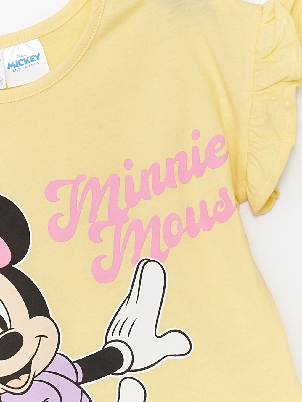 Crew Neck Short Sleeve Minnie Mouse Printed Baby Girls' T-Shirt-1