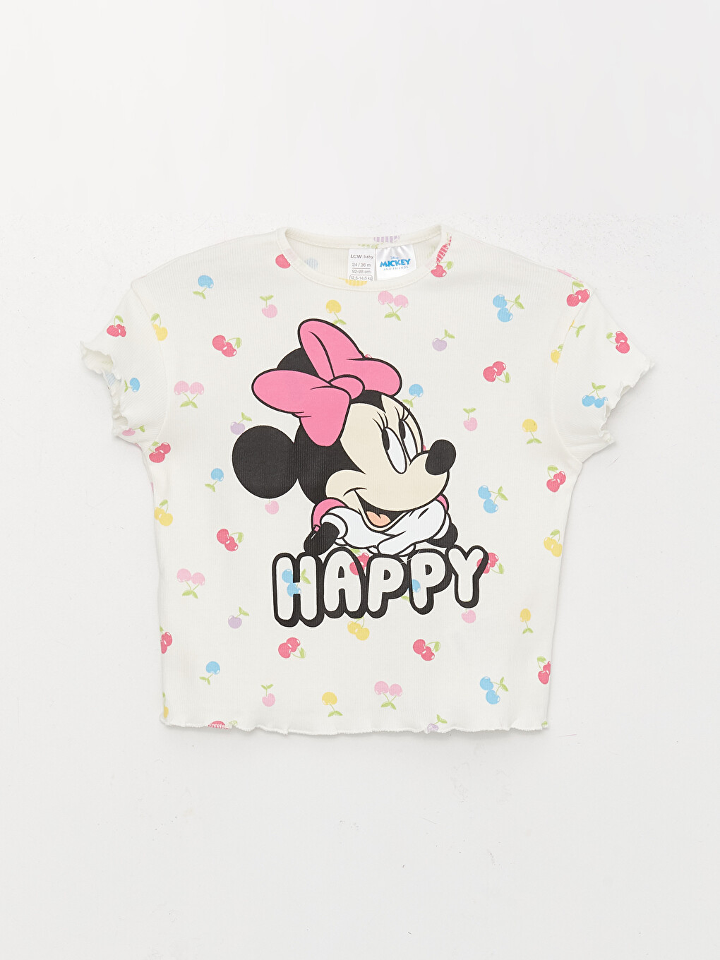 تيشيرت ياقة دائرية كم قصير مطبوع Minnie Mouse للبنات الرضع-3