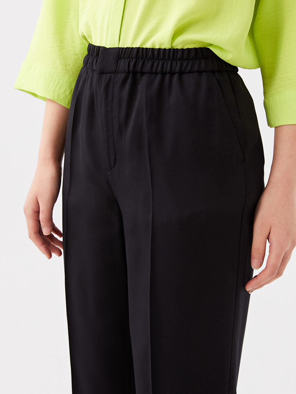 Women's Elasticated Waist Cigarette Trousers-1