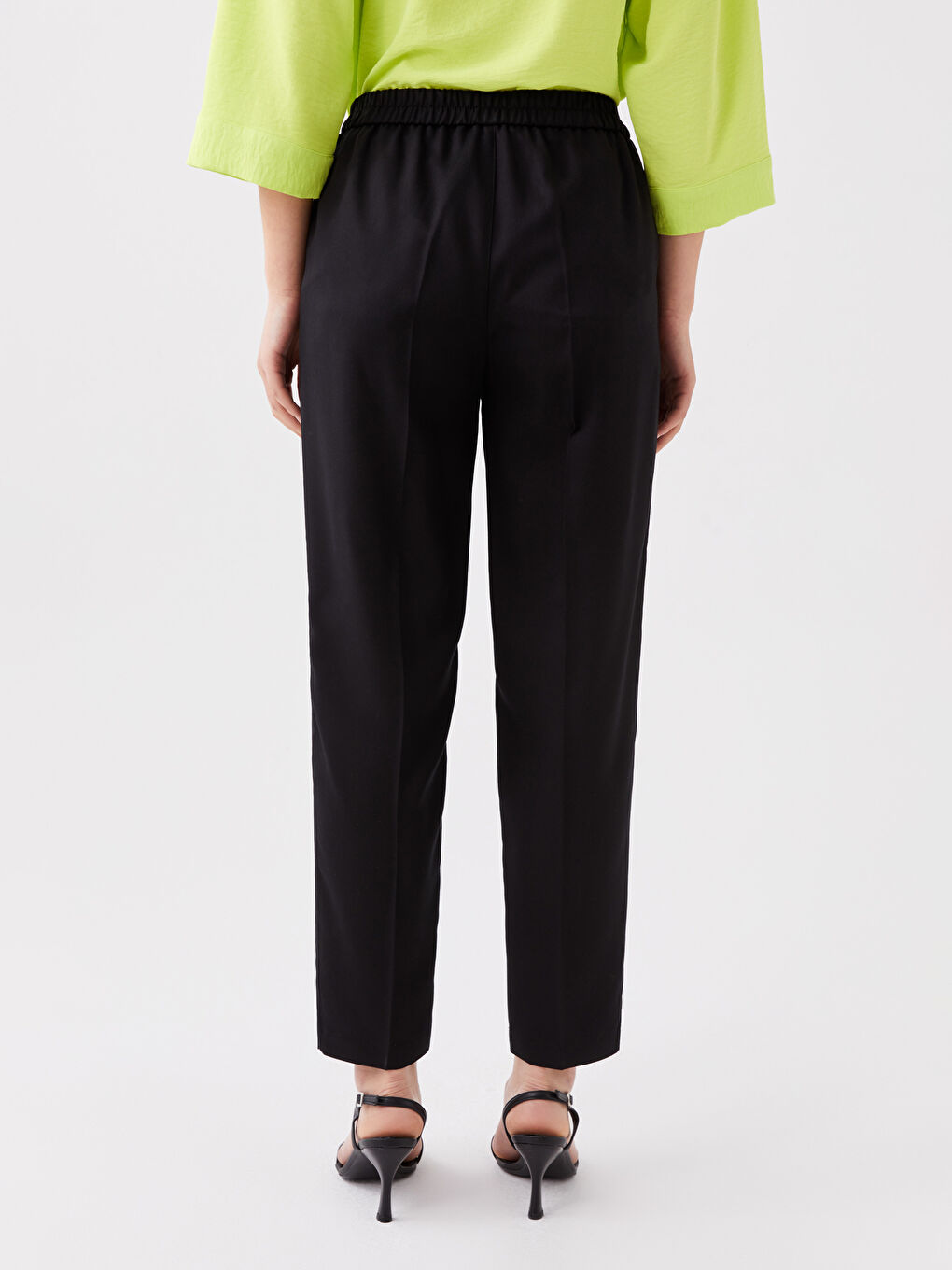 Women's Elasticated Waist Cigarette Trousers-3