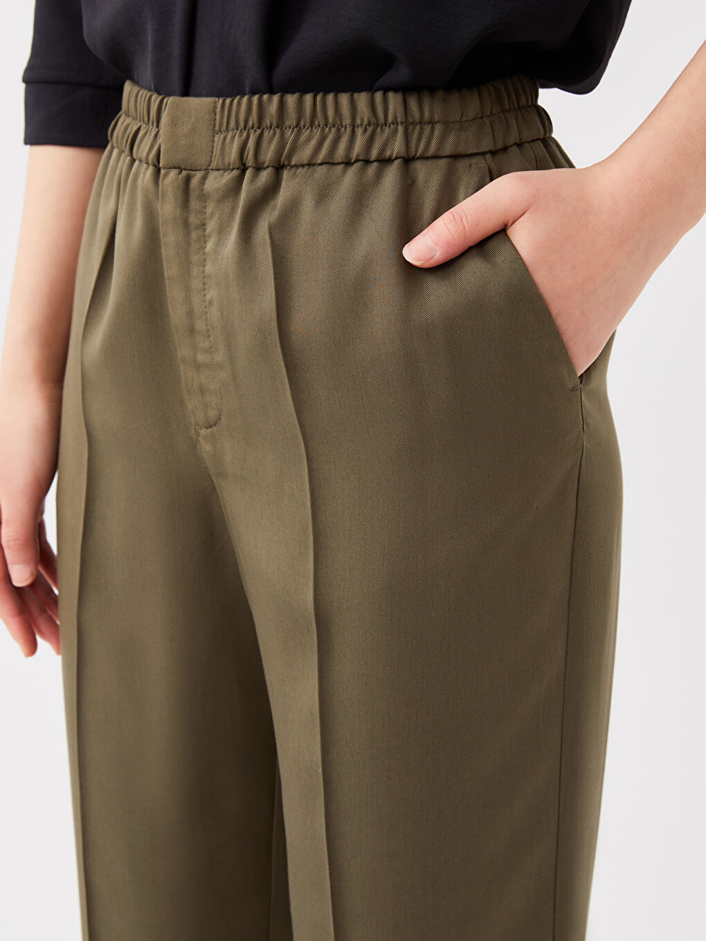 Women's Elasticated Waist Cigarette Trousers-1