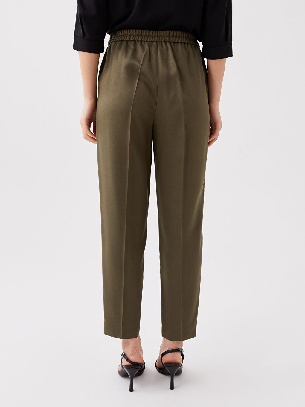 Women's Elasticated Waist Cigarette Trousers-3