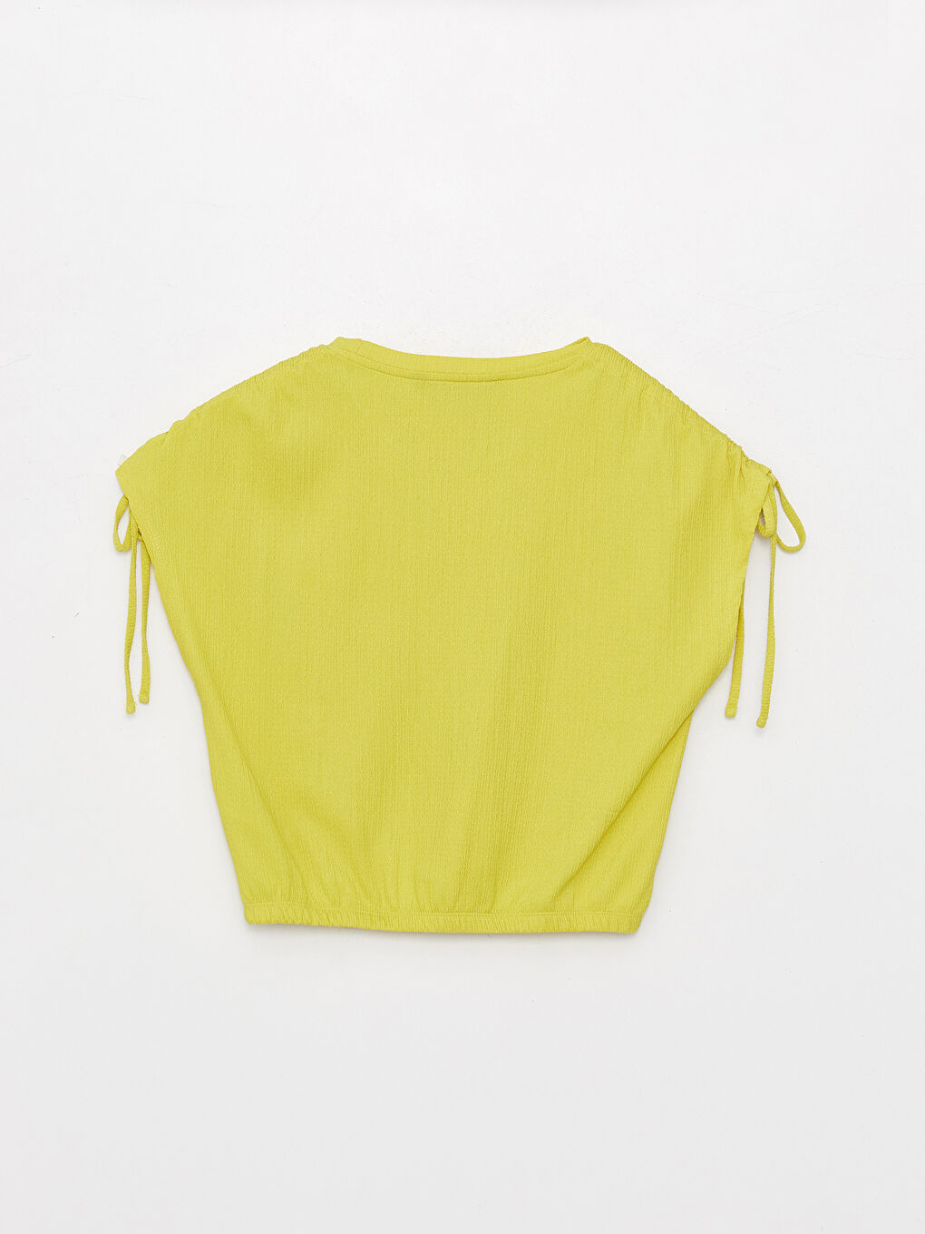 Yeşil Bisiklet Yaka Düz Kısa Kollu Kadın Crop-6