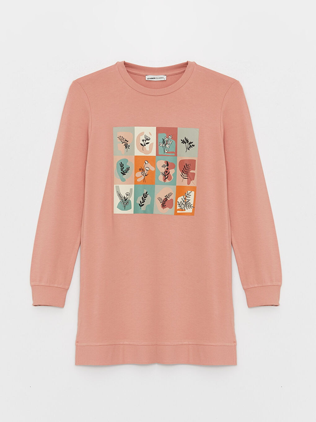 Crew Neck Printed Long Sleeve Women's Sweatshirt Tunic-4