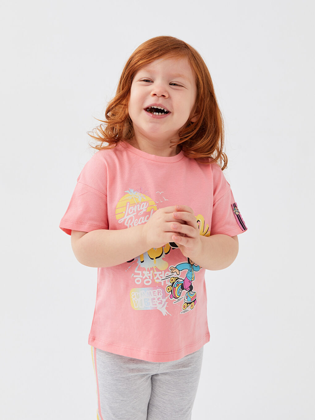 بنطلون ضيق بناتي رضع مطبوع عليه قرد حنين بخصر مطاطي-3