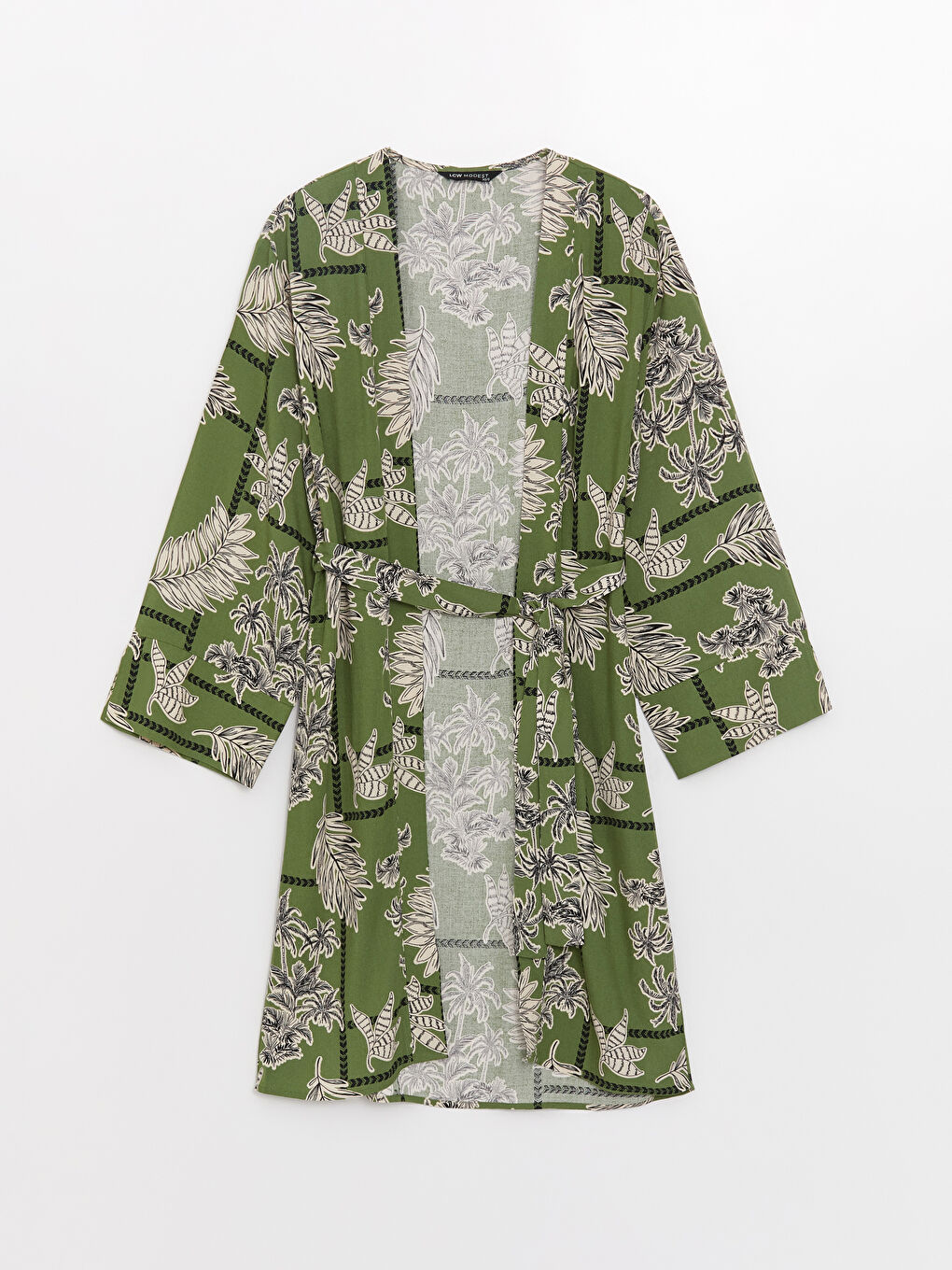 Shawl Collar Patterned Long Sleeve Oversize Women's Kimono -S3HD60Z8-LRR