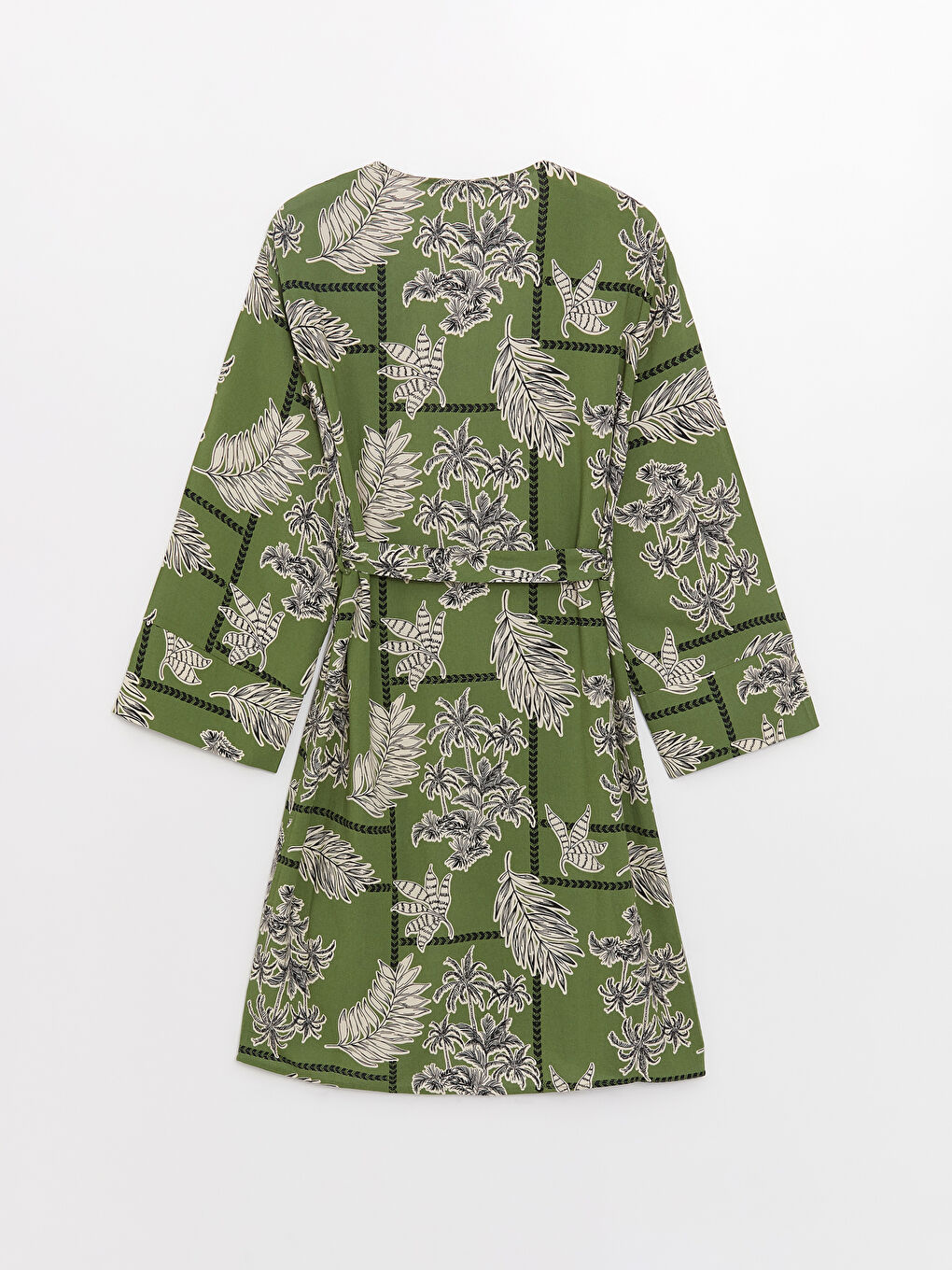 Shawl Collar Patterned Long Sleeve Oversize Women's Kimono -S3HD60Z8-LRR