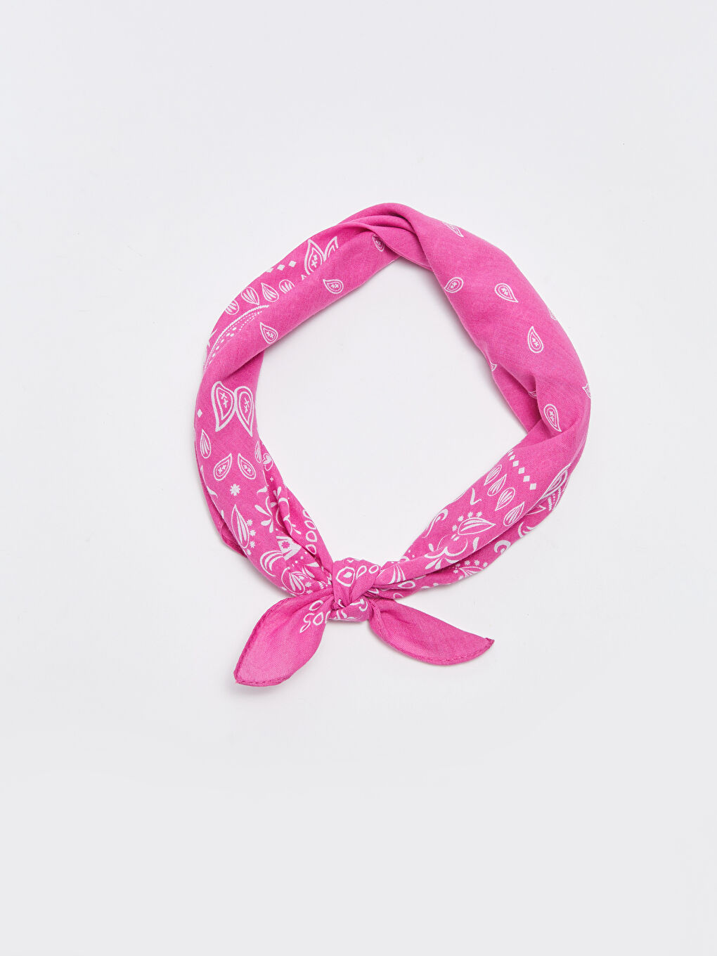Fuşya Pamuklu Desenli Kadın Bandana-3