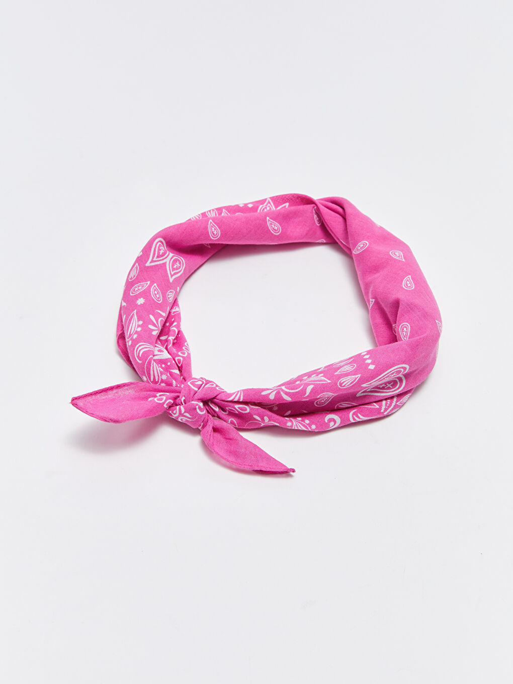 Fuşya Pamuklu Desenli Kadın Bandana-4