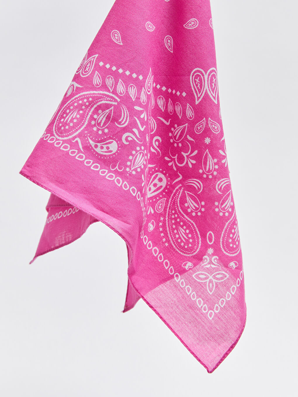 Fuşya Pamuklu Desenli Kadın Bandana-5