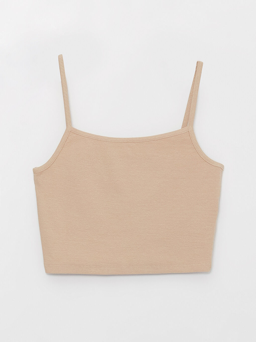 Haut Court Uni à Fines Bretelles pour Femmes avec Encolure en U-5