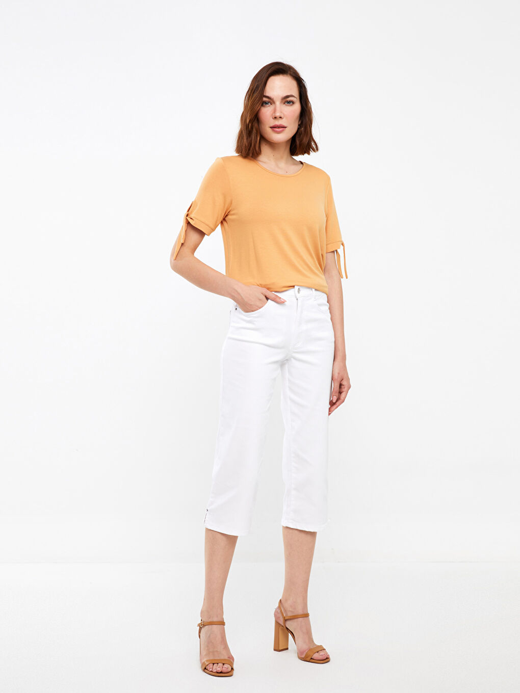 Slim Fit Straight Gabardine Women's Capri -S3HD76Z8-EEW