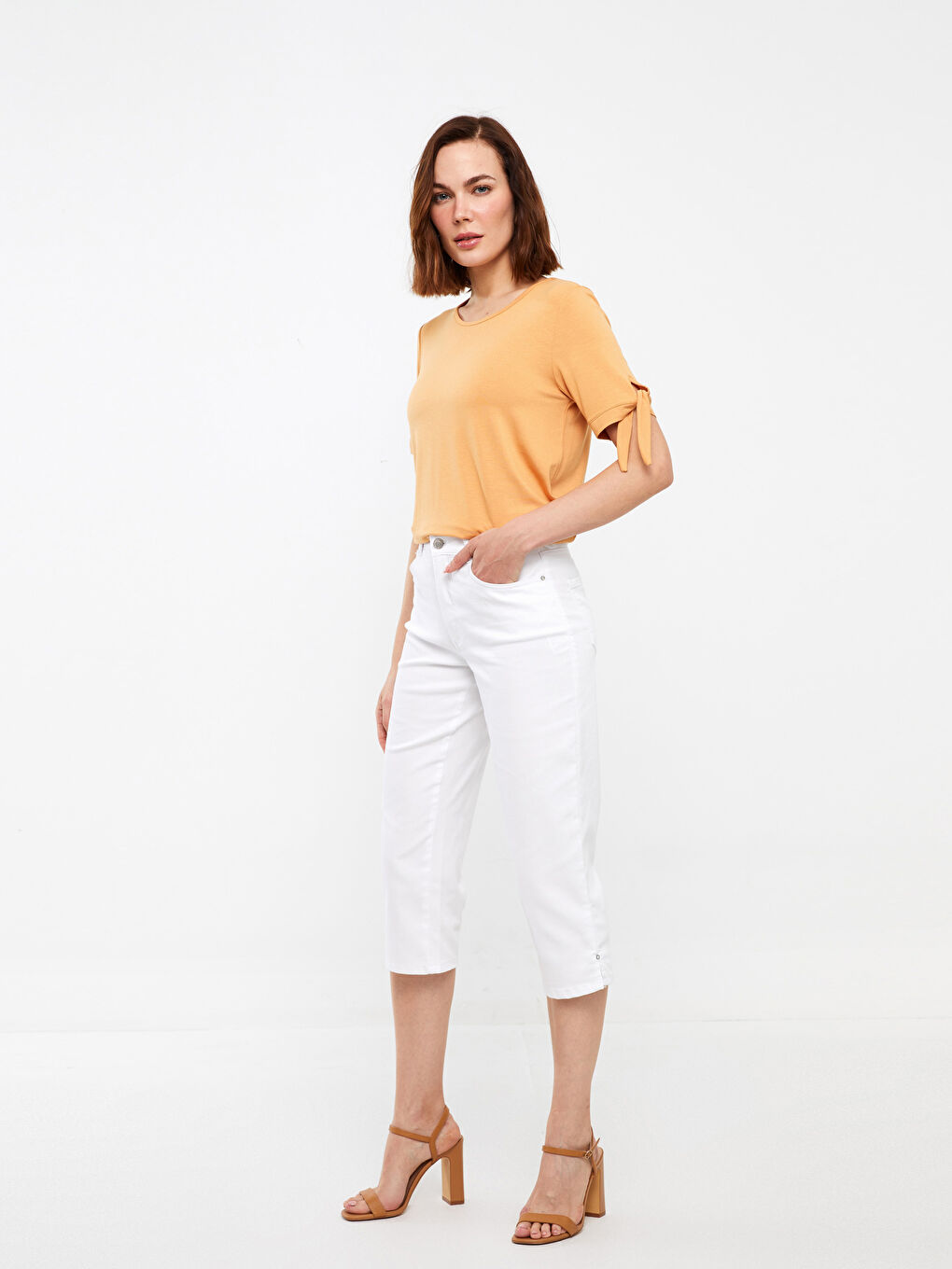 Slim Fit Straight Gabardine Women's Capri -S3HD76Z8-EEW