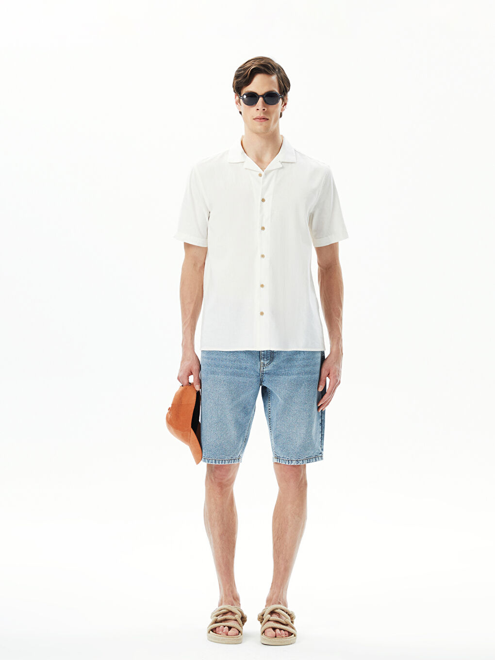 Pantaloni scurți din denim pentru Bărbați, Croială Standard