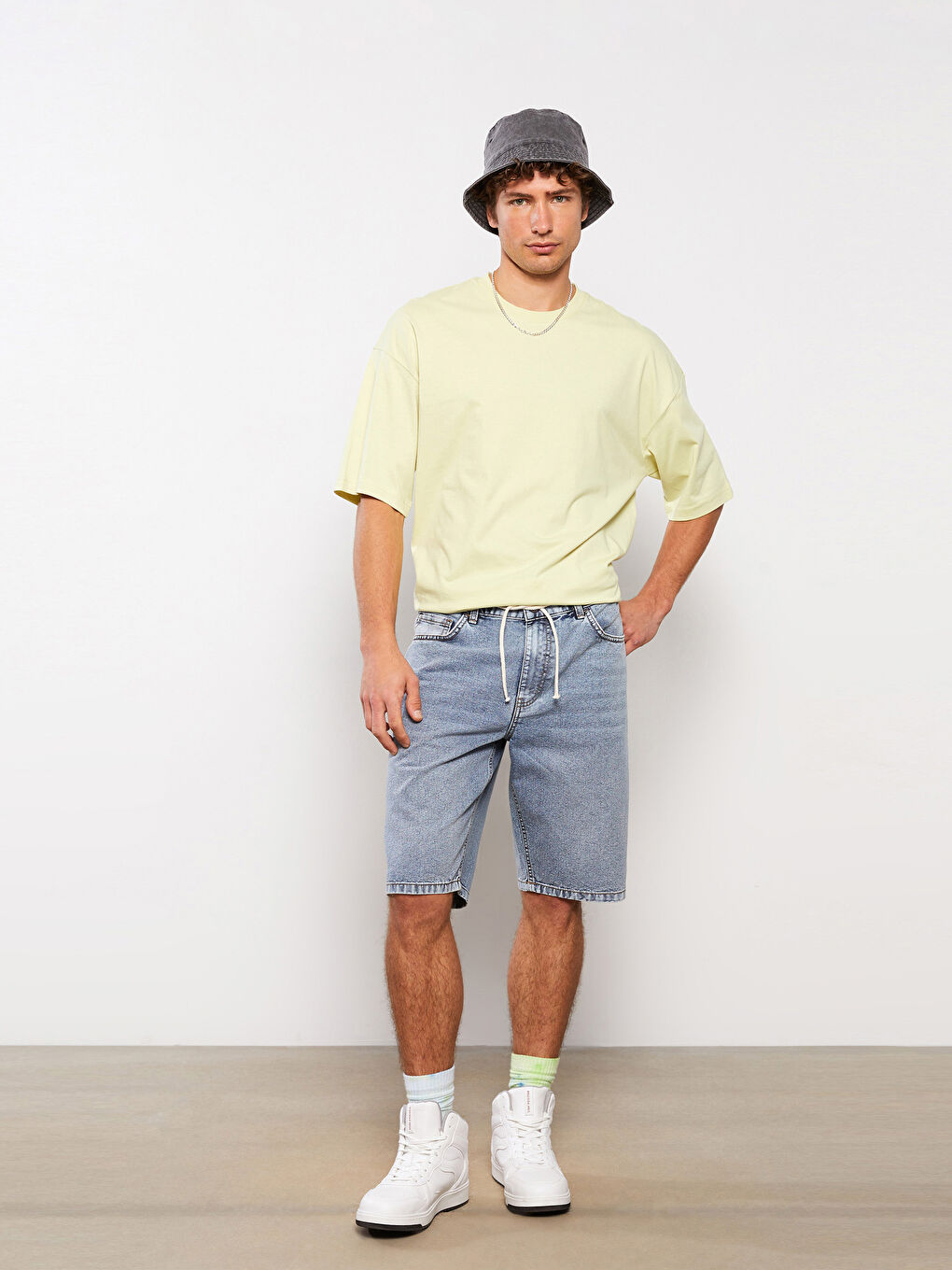 Pantaloni scurți din denim pentru Bărbați, Croială Standard-1