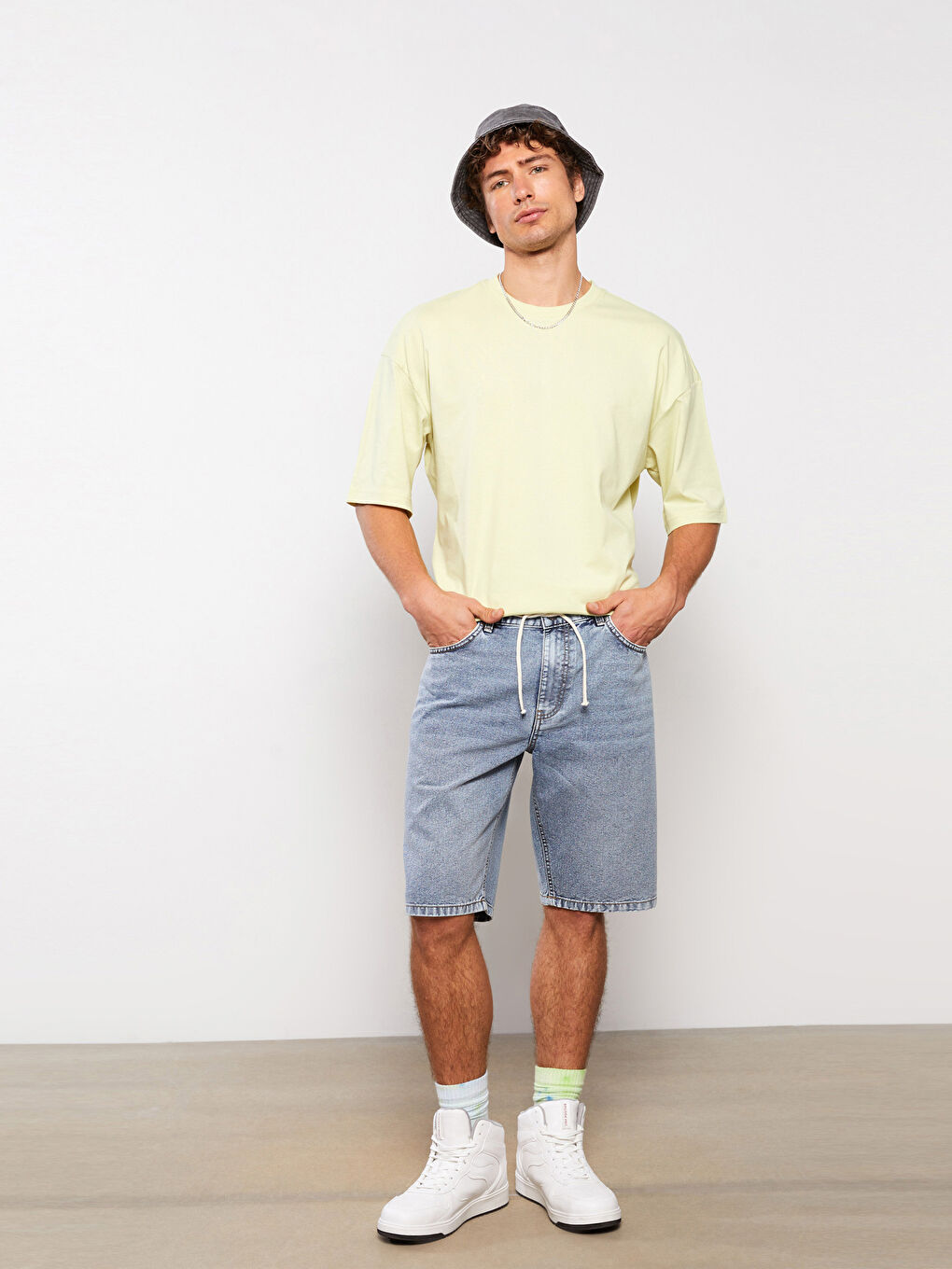 Pantaloni scurți din denim pentru Bărbați, Croială Standard-2