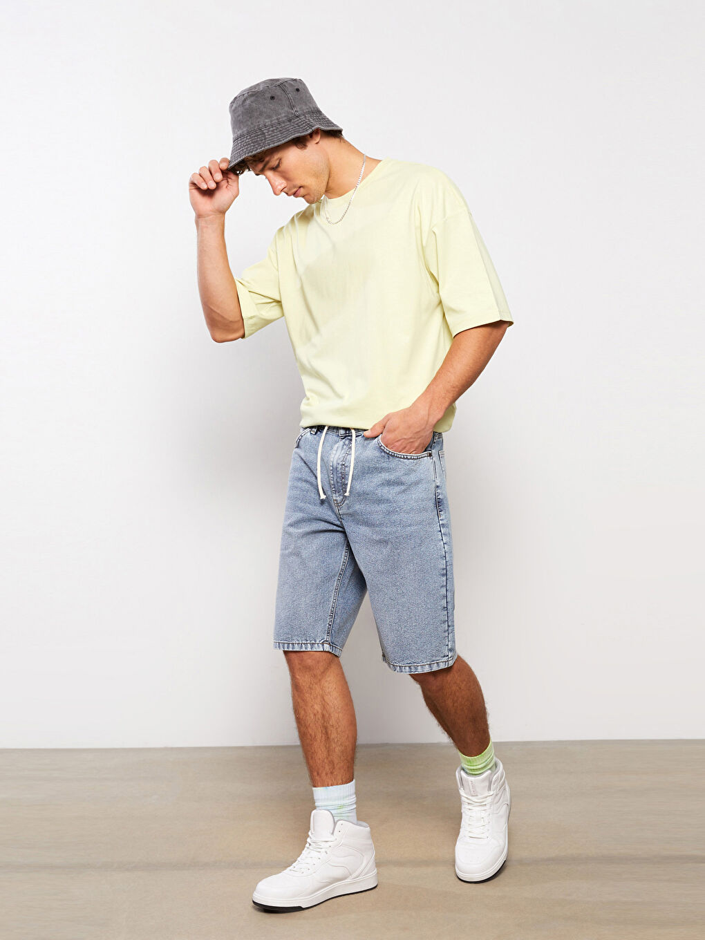 Pantaloni scurți din denim pentru Bărbați, Croială Standard-3