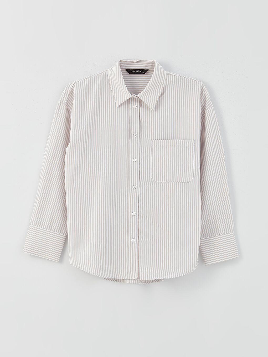 Әйелдерге арналған жолақты оверсайз поплин жейде-5