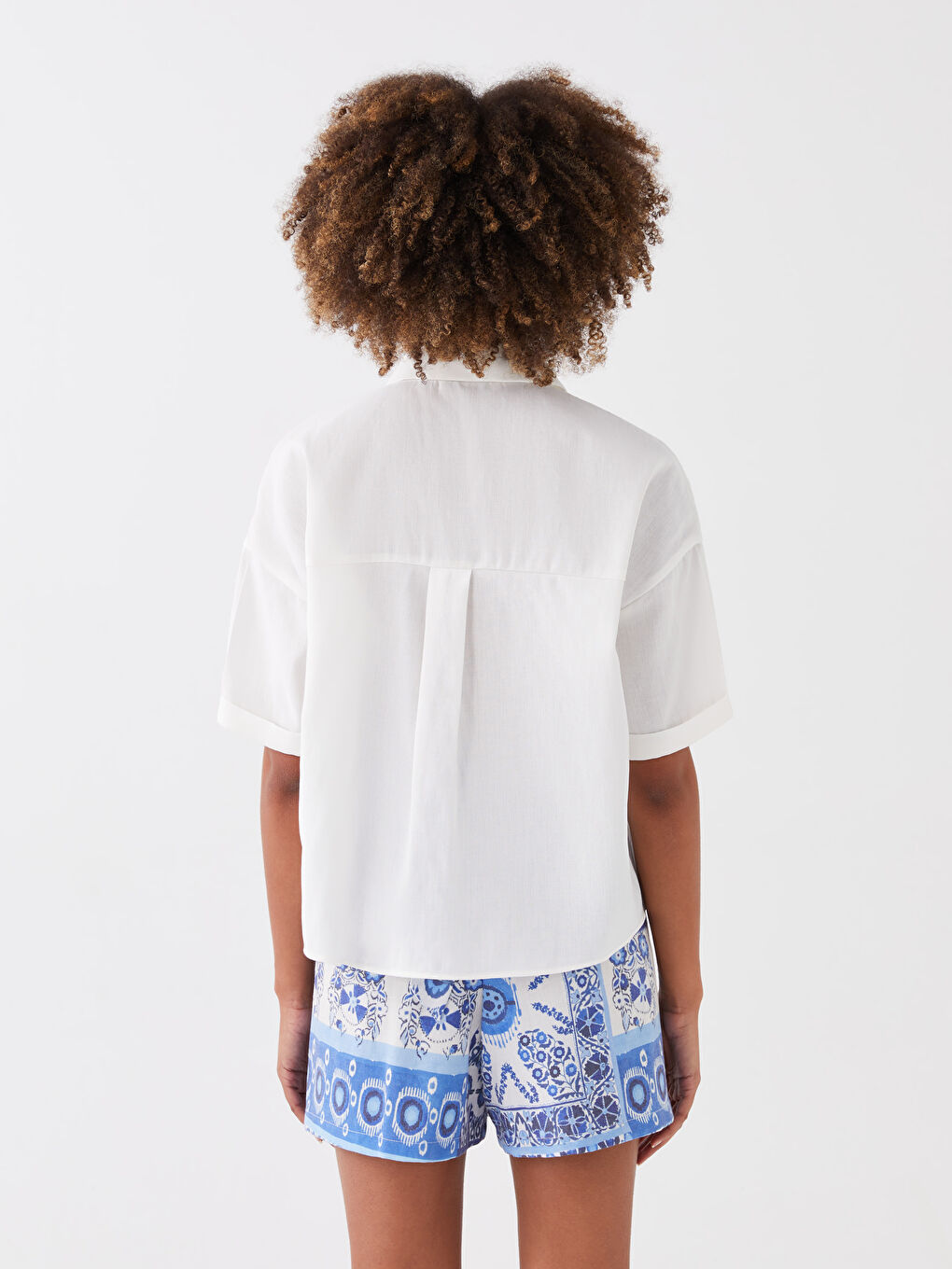 Plain Short Sleeve Women's Shirt-3