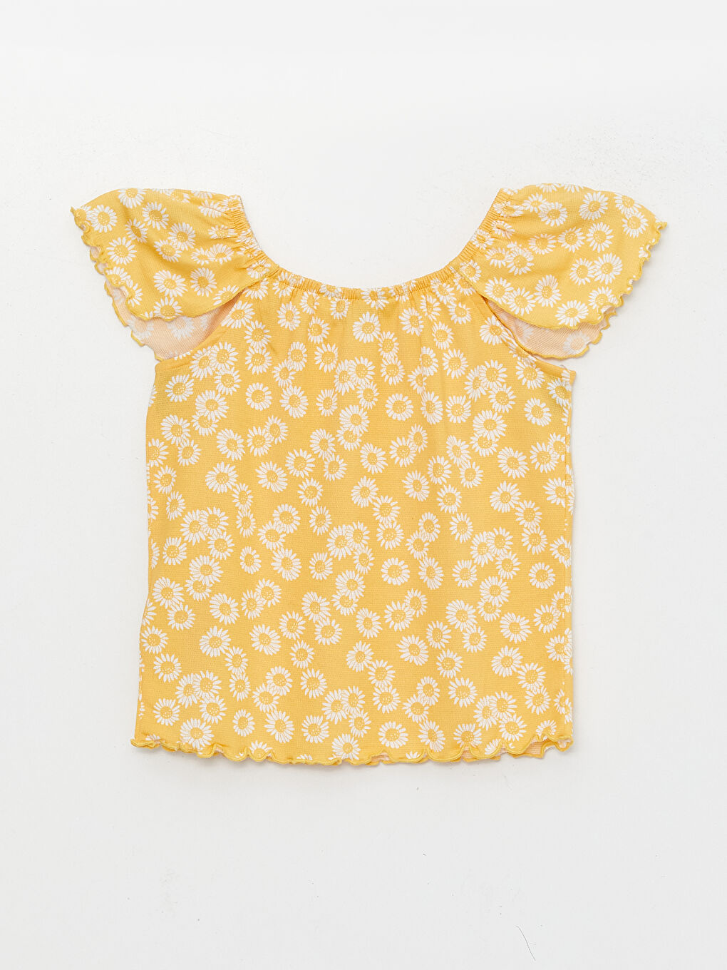 U Neck Patterned Short Sleeve Girls T-Shirt-1