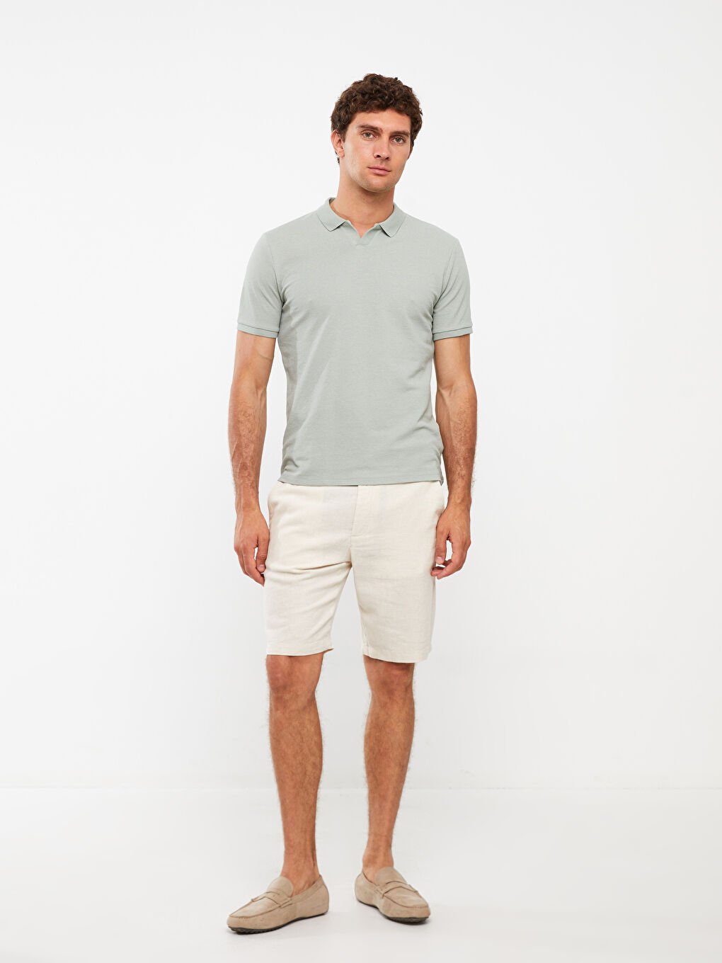 Yeşil Resort Yaka Kısa Kollu Erkek Tişört-2