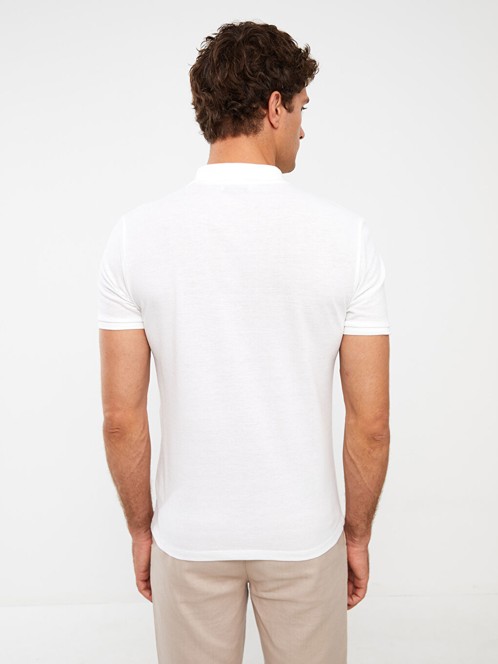 Ekru Resort Yaka Kısa Kollu Erkek Tişört-4