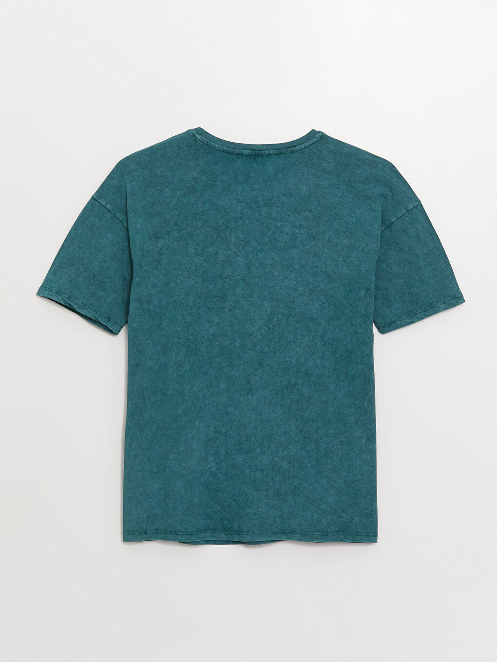 Petrol Bisiklet Yaka Baskılı Kısa Kollu Kadın Tişört-6