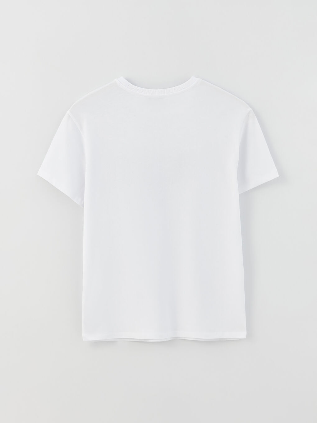 Beyaz Bisiklet Yaka Baskılı Kısa Kollu Kadın Tişört-6