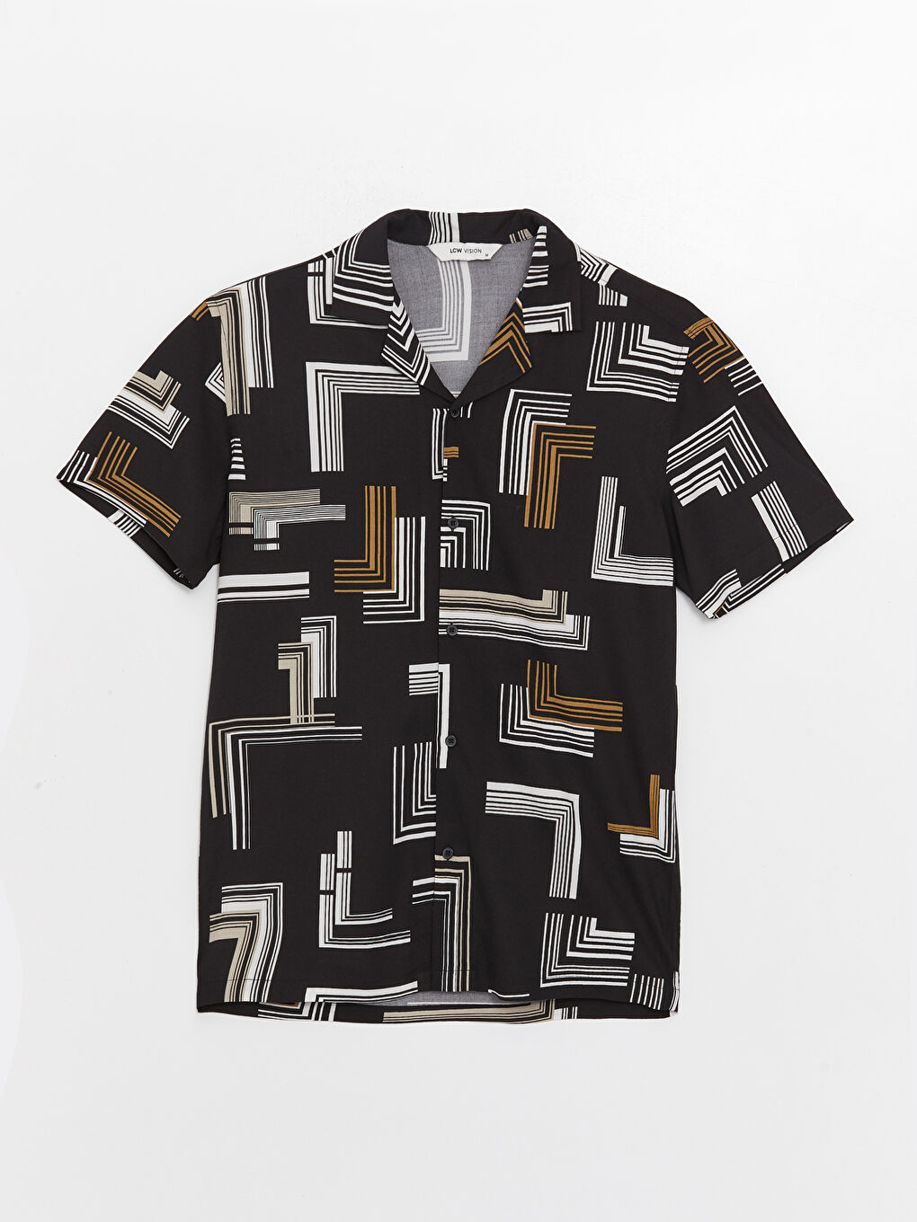 Ерлерге арналған стандартты пішім қысқа жең өрнекті жейде-5