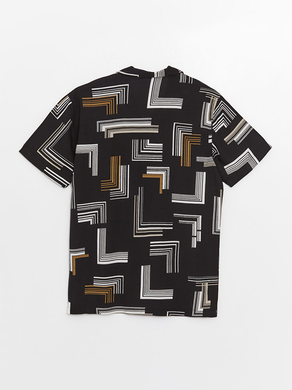 Ерлерге арналған стандартты пішім қысқа жең өрнекті жейде-6