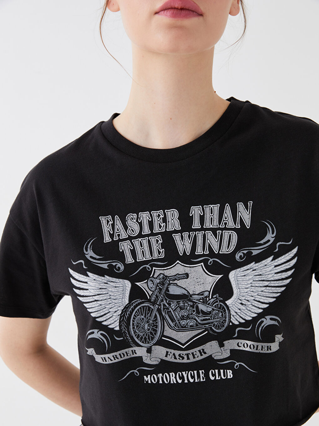 Haut Court Imprimé à Manches Courtes pour Femmes avec Col Rond-3