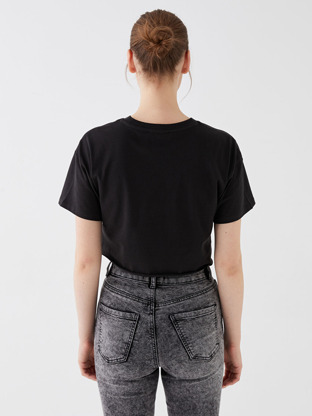 Haut Court Imprimé à Manches Courtes pour Femmes avec Col Rond-4