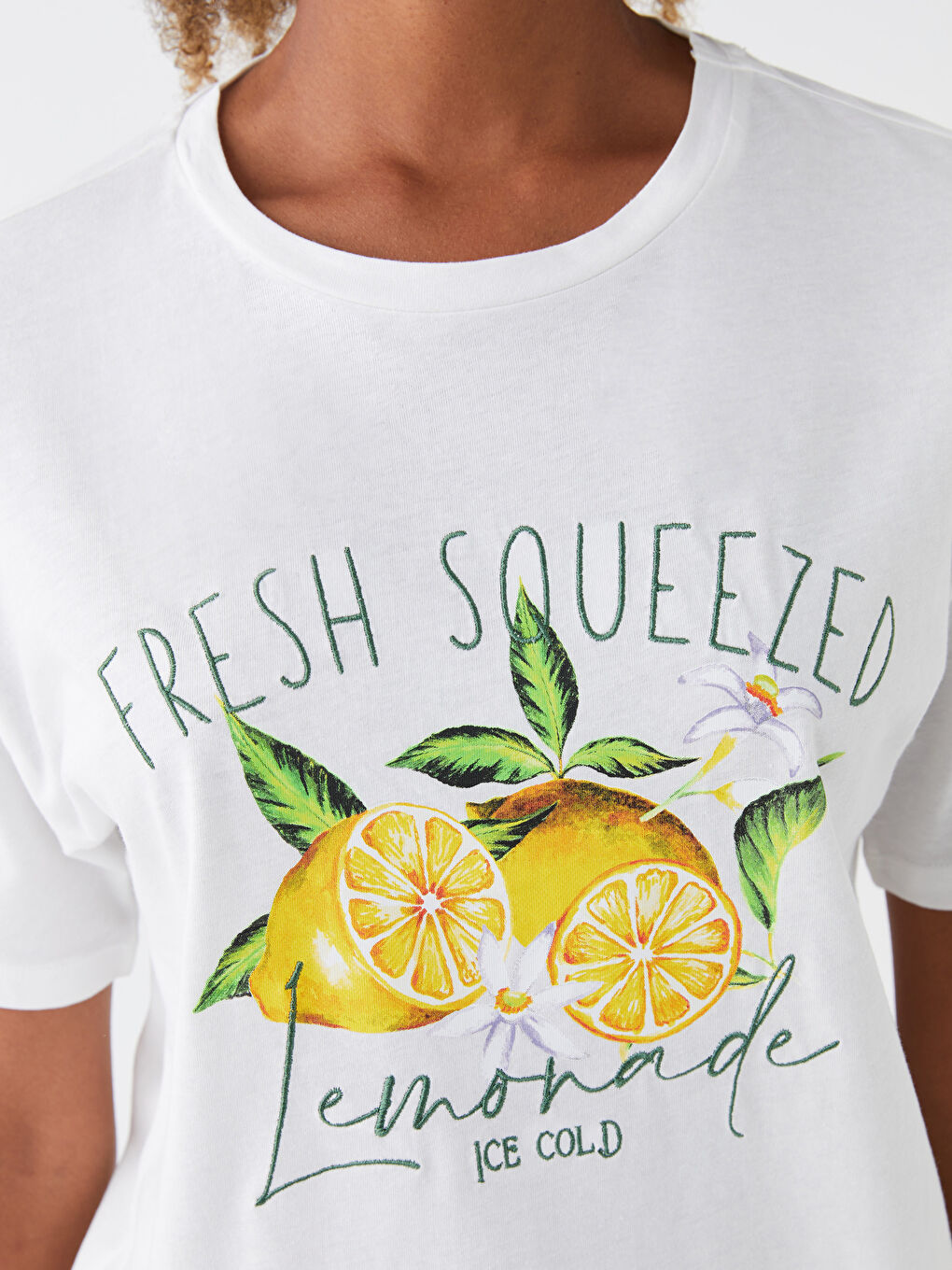 Crew Neck Printed Short Sleeve Women's T-Shirt-3