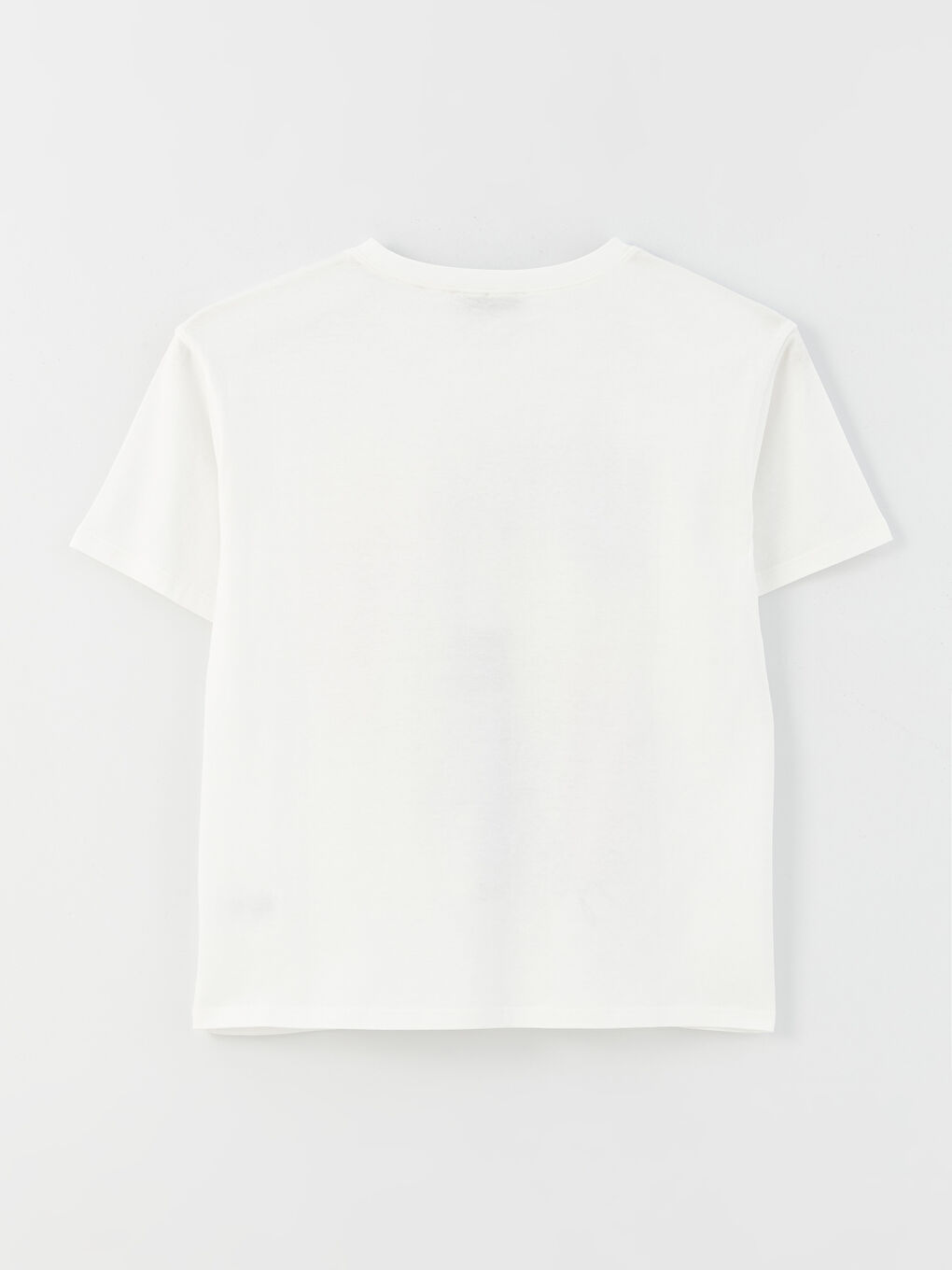 Ekru Bisiklet Yaka Baskılı Kısa Kollu Kadın Tişört-6