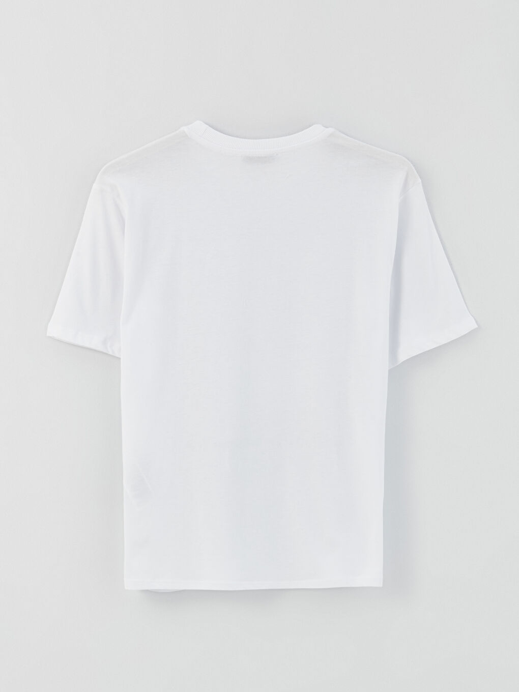 Beyaz Bisiklet Yaka Baskılı Kısa Kollu Oversize Kadın Tişört-6